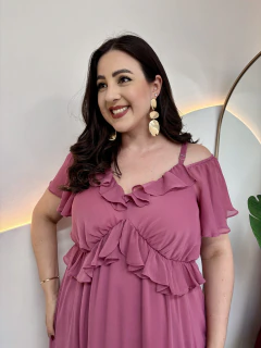 Imagem do Vestido Siena Organza Ombro a Ombro com Babados Plus Size