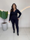 Calça Eliane Montaria Flanelada Detalhe em Courino Plus Size