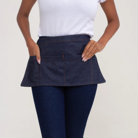 Avental Pochete Jeans Com Bolso