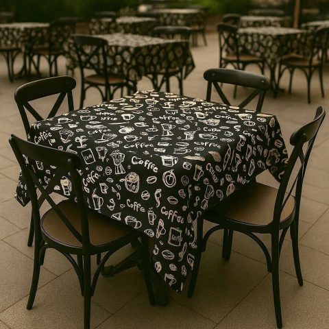 Toalha de Mesa Café Preto 1,50x1,50 Quadrada