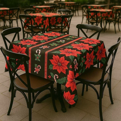 Toalha de Mesa Flor Natalina 1,50x1,50 Quadrada