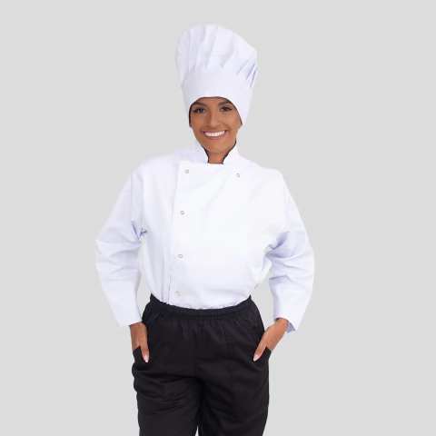 Dólmã Manga Longa Branca Botão de Pressão Pérola