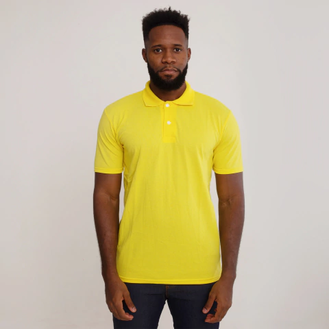 Camisa Polo Piquet Algodão Amarela