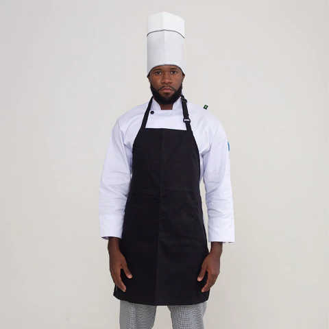 Avental Preto com bolso Brim