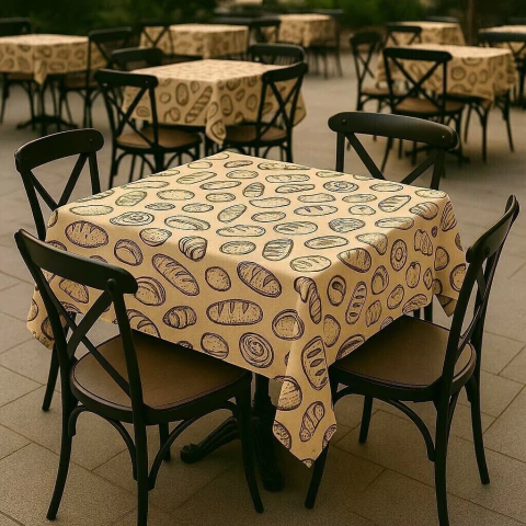 Toalha de Mesa Pãozinho 1,50x1,50 Quadrada