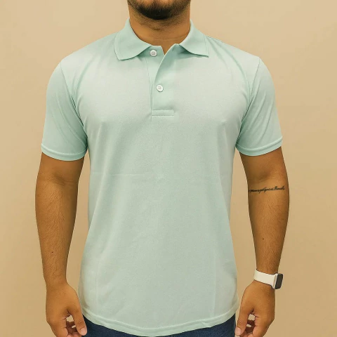 Camisa Polo Piquet Algodão Verde Claro
