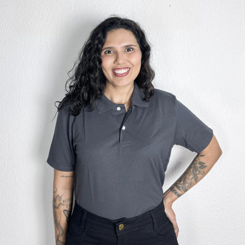 Camisa Polo Piquet Algodão Cinza Chumbo