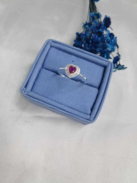 Anel coração Pedra com Microzircônia em Volta Prata925 - comprar online