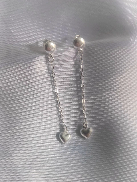 Brinco cartie coração pendurado Prata925