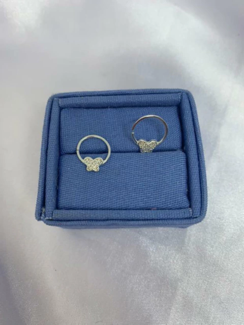 Piercing argola com borboleta com microzirconia prata 925
