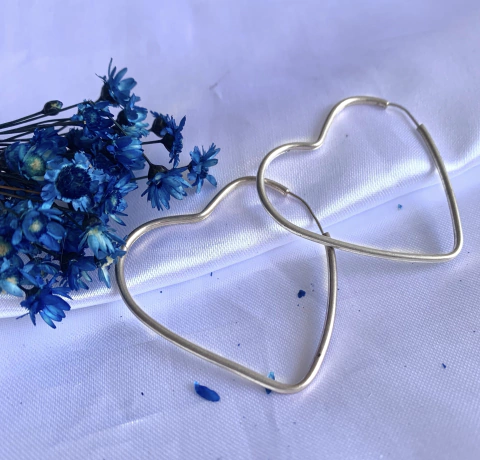 Argola Coração Médio 3cm Prata925