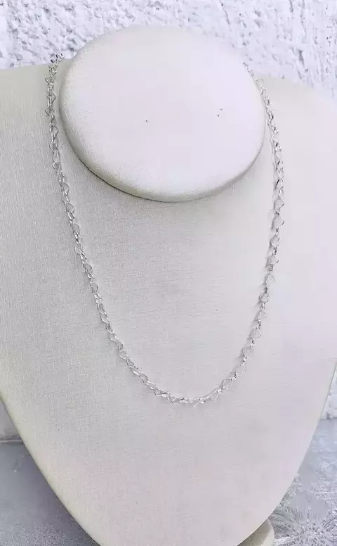 Corrente elo coração vazado 40cm Prata925