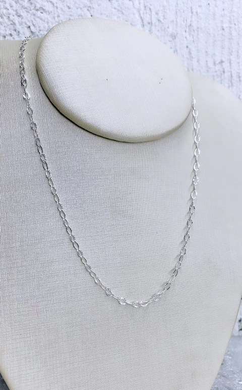Corrente alongado diamantado 50cm Prata925