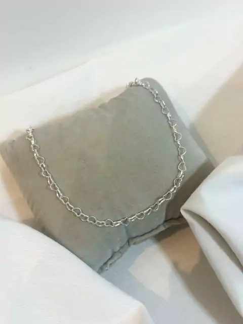 Tornozeleira elo coração Prata925