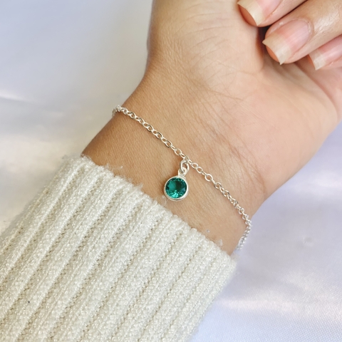 Pulseira Zircônia verde embutida pendente Prata925