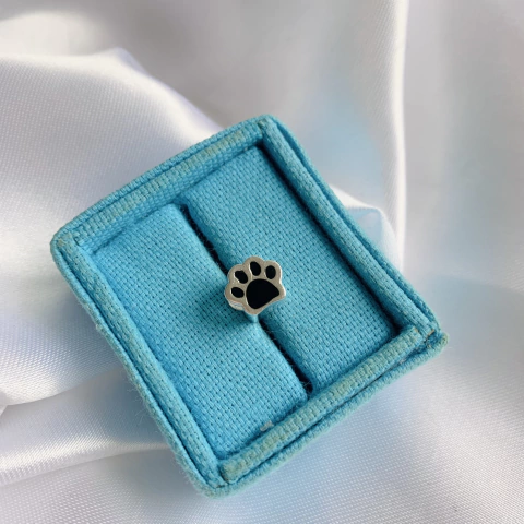 Berloque patinha passante c/ resina prata925