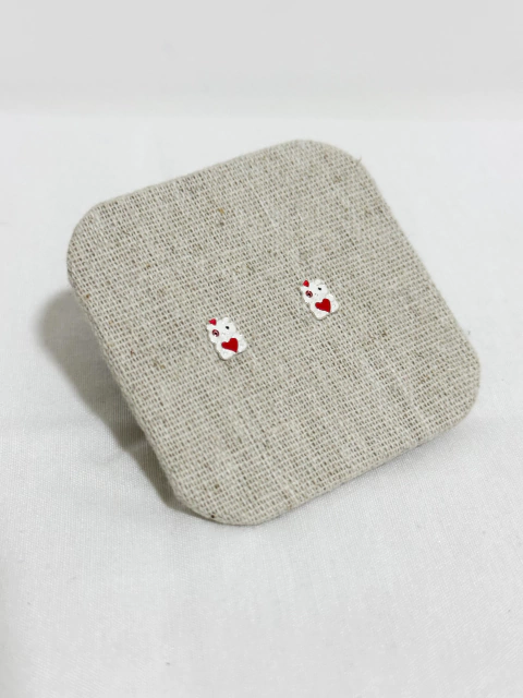 Brinco de Prata mini urso resinado infantil