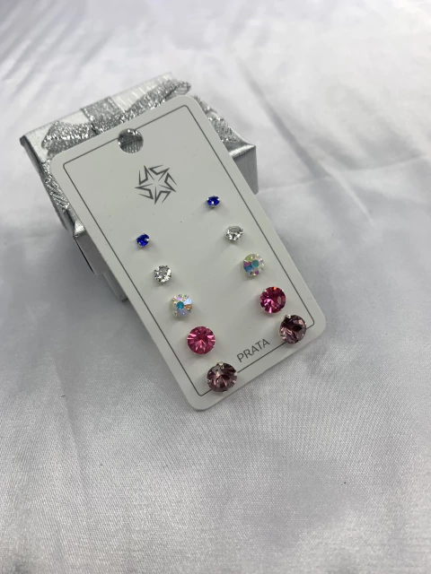 Cartela brinco colorido prata 925