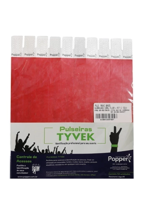 PULSEIRA DE IDENTIFICAÇÃO POPPER C/50 VERMELHO