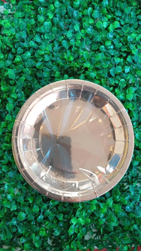 PRATO DE PAPEL 18CM MAKE+ C/8 METALIZADO ROSE