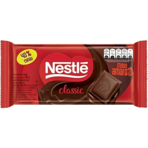 CHOCOLATE NESTLE 80G MEIO AMARGO CLASSIC