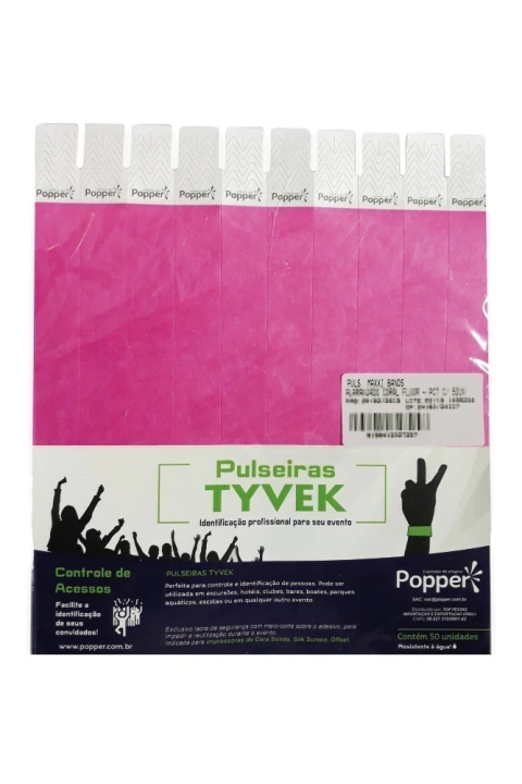 PULSEIRA DE IDENTIFICAÇÃO POPPER C/50 FLUOR PINK