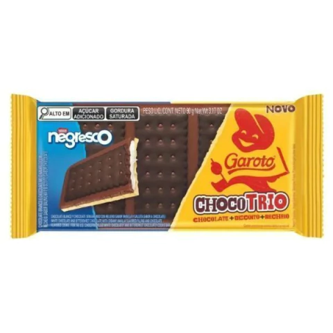 CHOCOLATE GAROTO 90G CHOCOTRIO NEGRESCO
