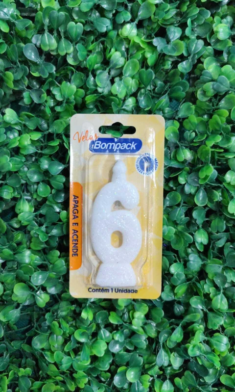 VELA BOMPACK GLITTER BRANCO N6