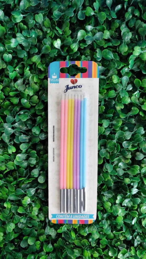 VELA JUNCO C/10 PALITO GRANDE CANDY COLORS