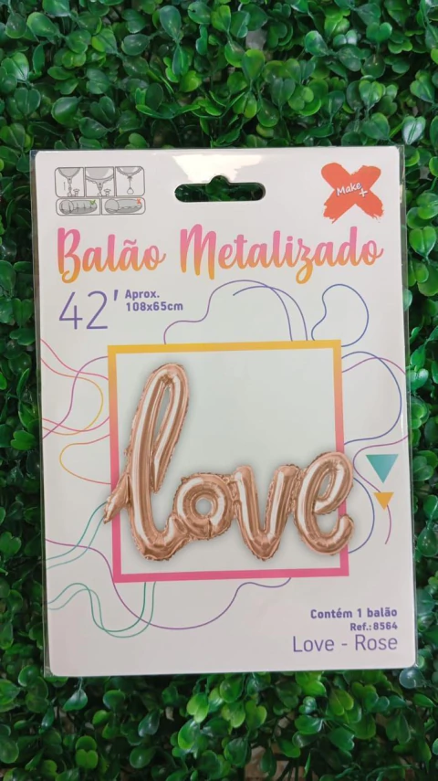 BALAO METALIZADO MAKE+ 42" LOVE ROSE