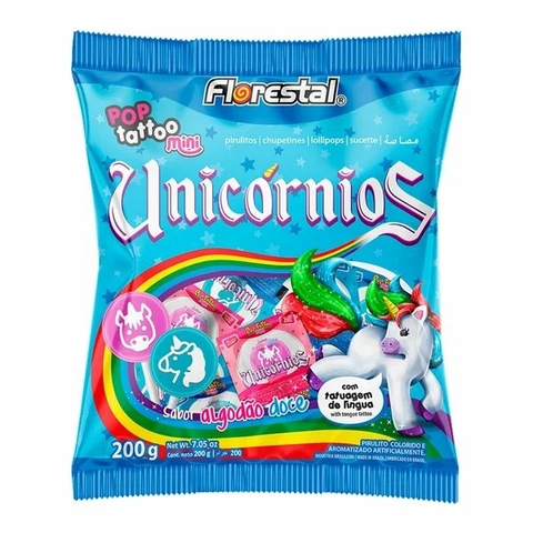 PIRULITO FLORESTAL 200G POP TATTOO UNICORNIOS MINI
