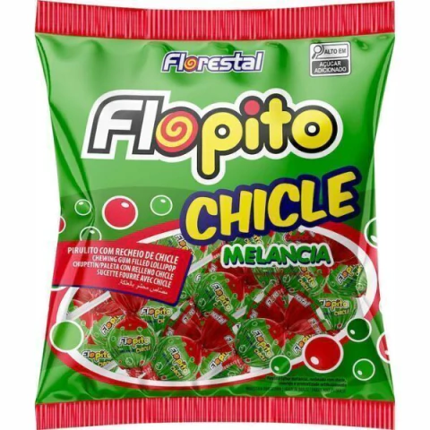 PIRULITO FLORESTAL 600G FLOPITO CHICLE GIGA MELANCIA