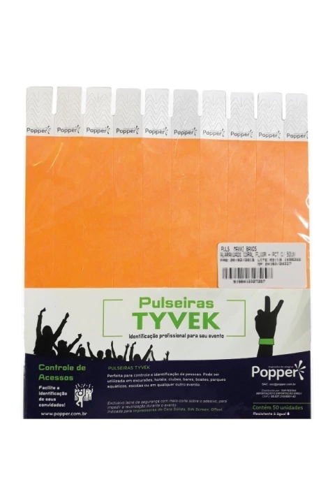 PULSEIRA DE IDENTIFICAÇÃO POPPER C/50 FLUOR LARANJA