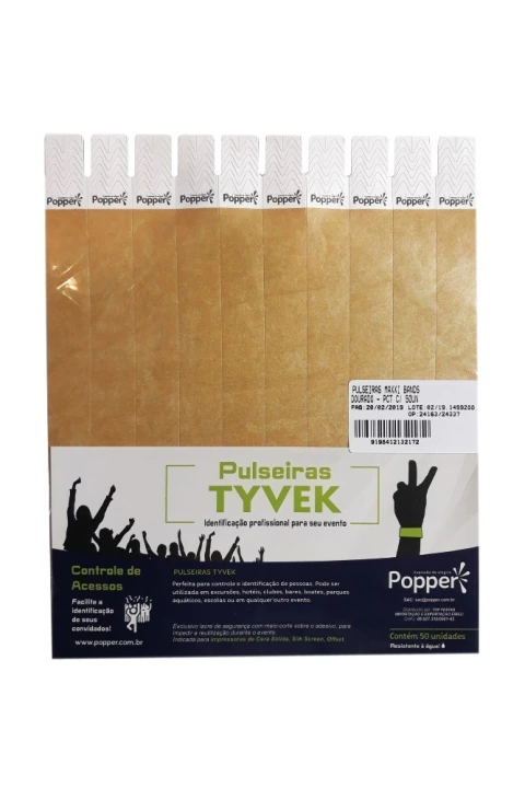 PULSEIRA DE IDENTIFICAÇÃO POPPER C/50 DOURADO