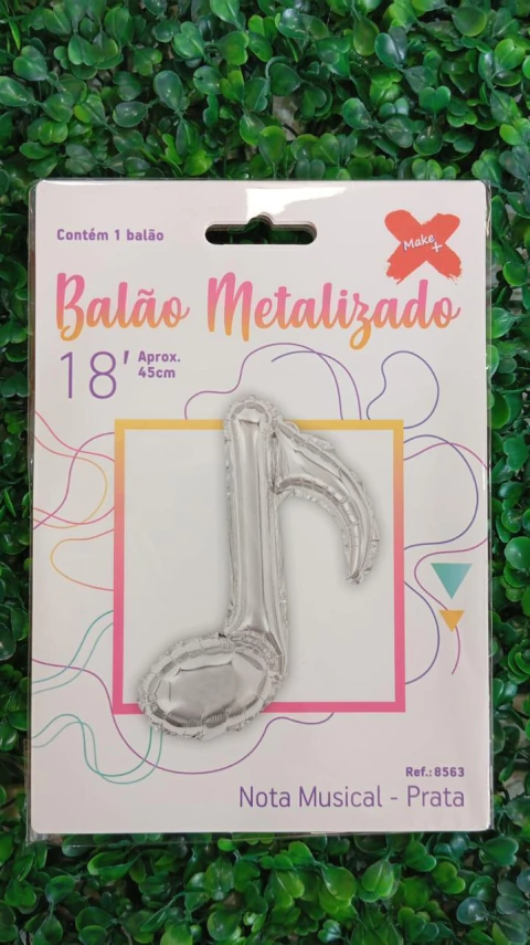 BALAO METALIZADO MAKE+ 18" NOTAS MUSICAIS PRATA