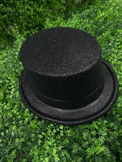 ACESSÓRIO CARTOLA ALTA GLITTER PRETO - PONTO DAS FESTAS