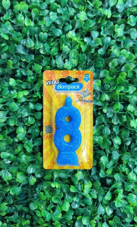 VELA BOMPACK GLITTER AZUL N8