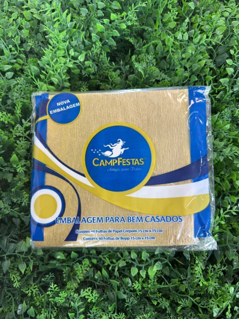 PAPEL BEM CASADO CAMPFESTAS 15X15CM OURO