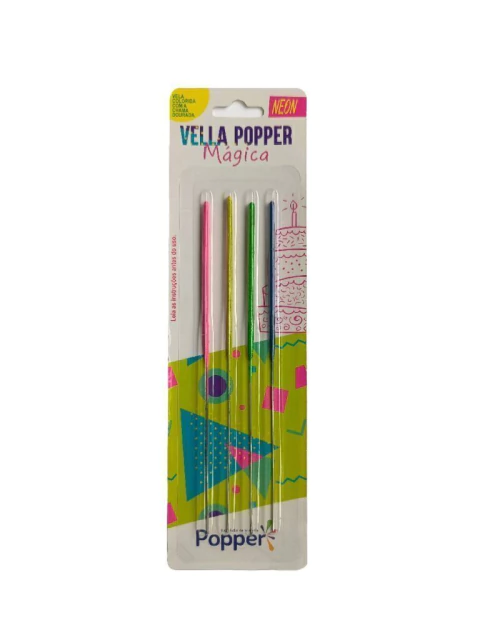 VELA POPPER C/4 ESTRELINHA MAGICA NEON