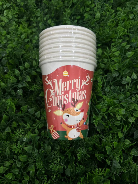 COPO DE PAPEL 250ML PONTO DAS FESTAS C/8 NATAL MOD1