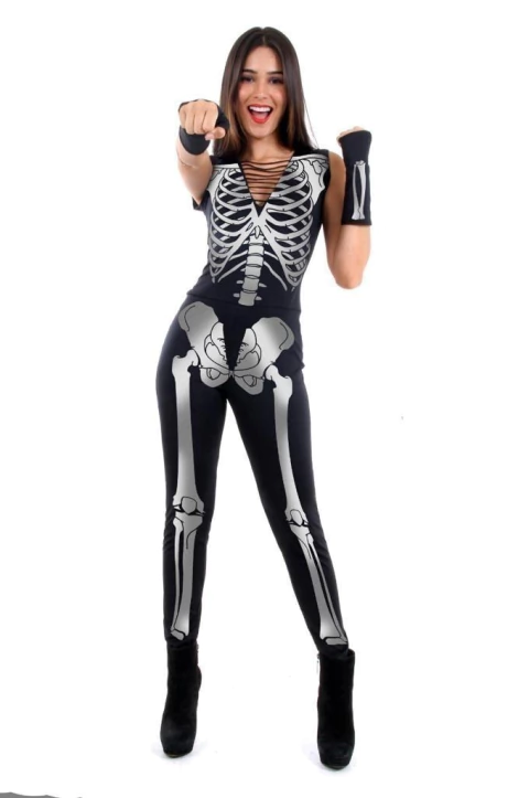 FANTASIA ADULTA 42471 MACACAO ESQUELETO PRATA