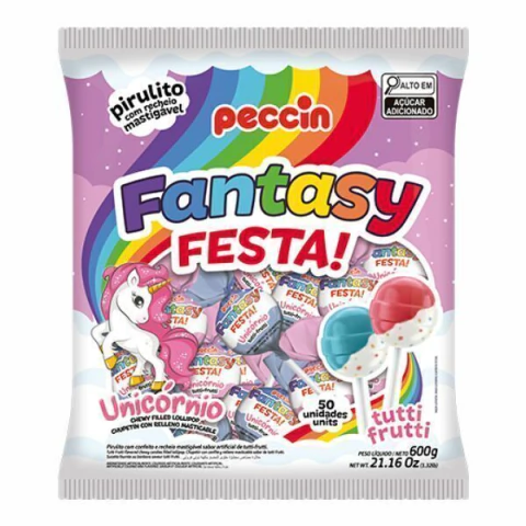 PIRULITO PECCIN 600G FANTASY FESTA UNICORNIO