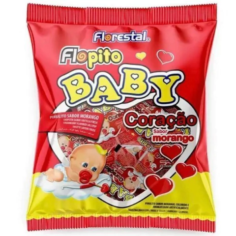 PIRULITO FLORESTAL 400G CORAÇÃO BABY MORANGO