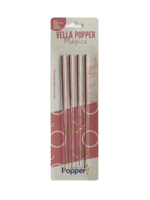 VELA POPPER C/4 ESTRELINHA MAGICA ROSE