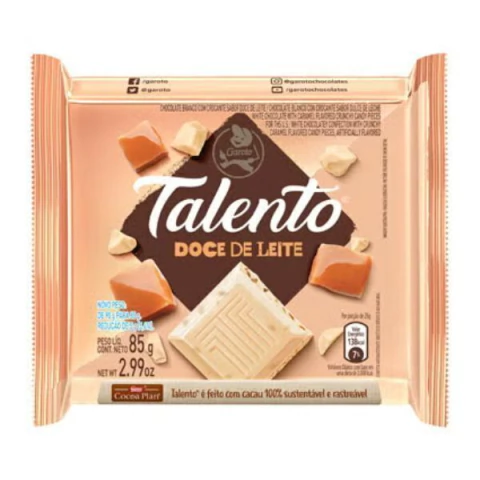 CHOCOLATE GAROTO 85G TALENTO DOCE DE LEITE
