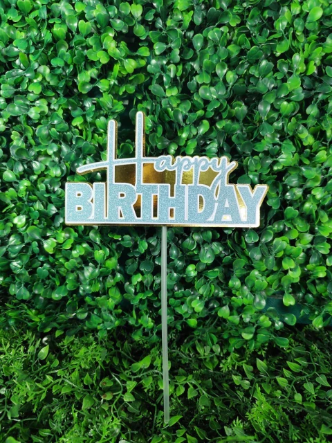 TOPO DE BOLO ISOFESTAS HAPPY BIRTHDAY AZUL C. GLITTER/DOURADO