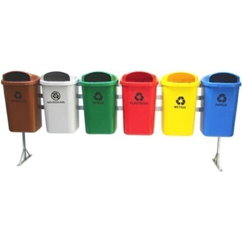 Lixeiras Coleta Seletiva Tampa Frontal (Conjunto com 6) - 50L