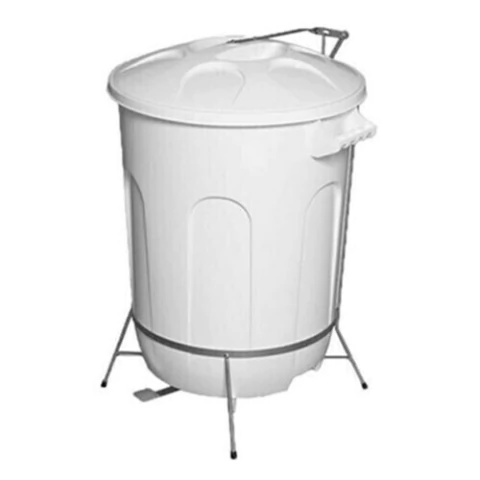 Lixeira Redonda Com Suporte e Pedal de Ferro Branca - VOL: 10L