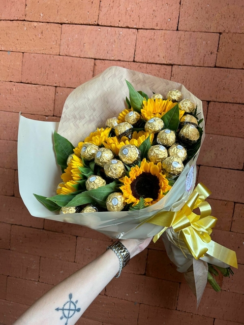 Buquê Girassóis & Ferrero Rocher