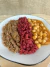 180g - Arroz roxo, carne de panela e grão de bico cremoso
